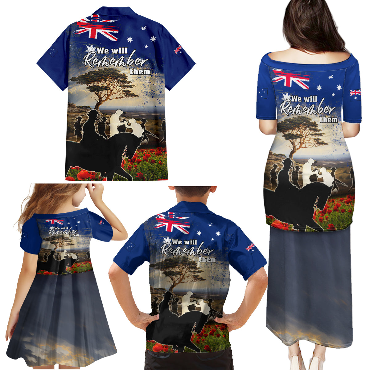 Australia ANZAC Day Family Matching Puletasi and Hawaiian Shirt The Lonesome Pine