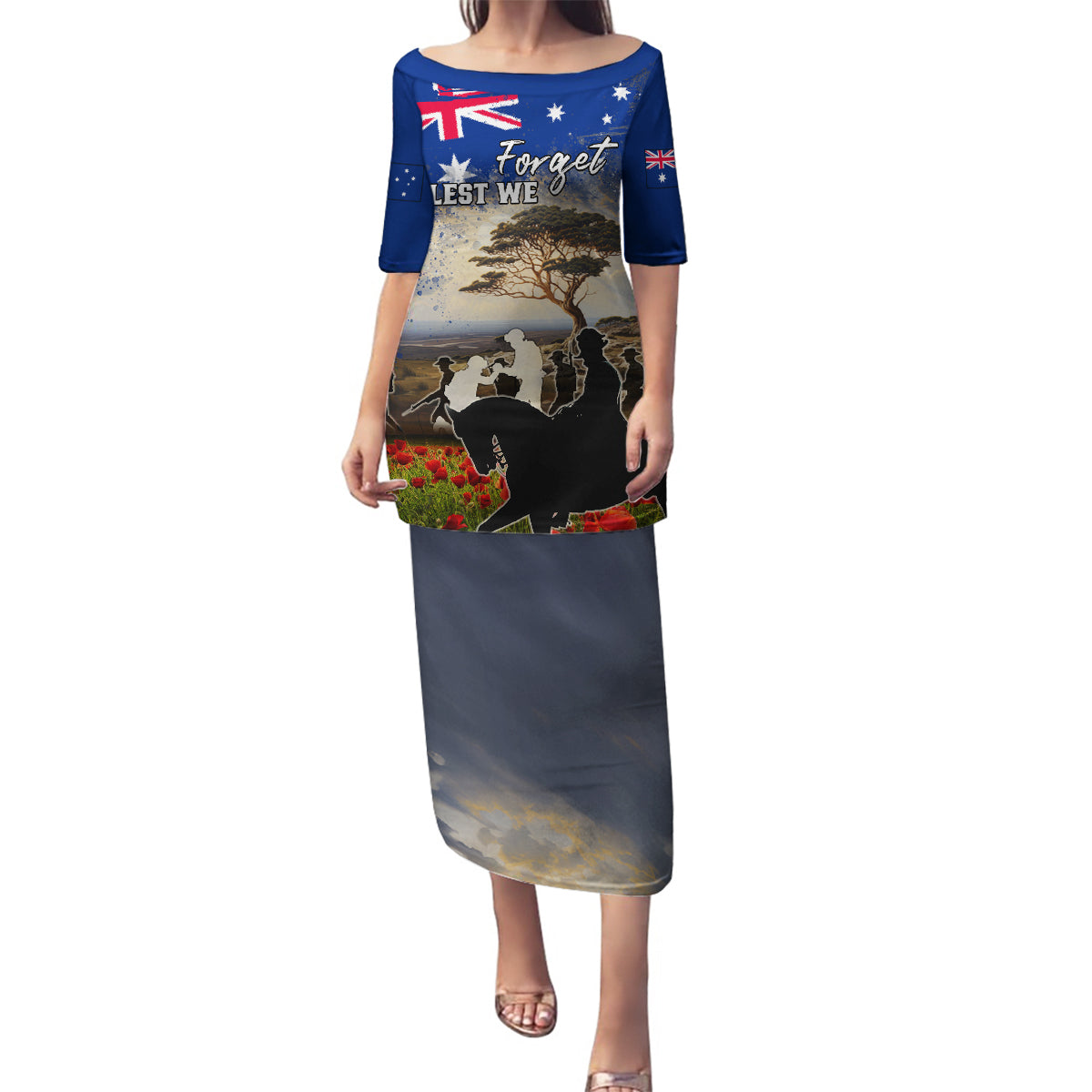 Australia ANZAC Day Family Matching Puletasi and Hawaiian Shirt The Lonesome Pine