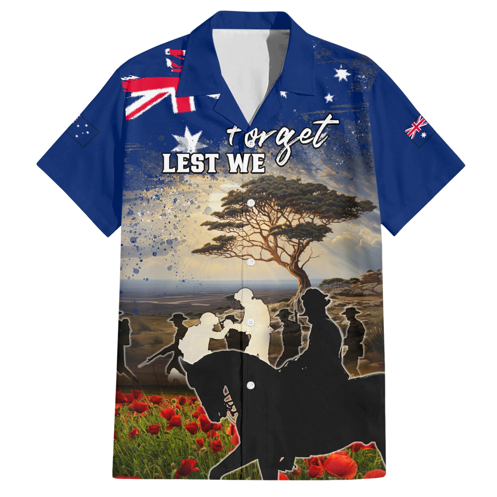 Australia ANZAC Day Family Matching Short Sleeve Bodycon Dress and Hawaiian Shirt The Lonesome Pine