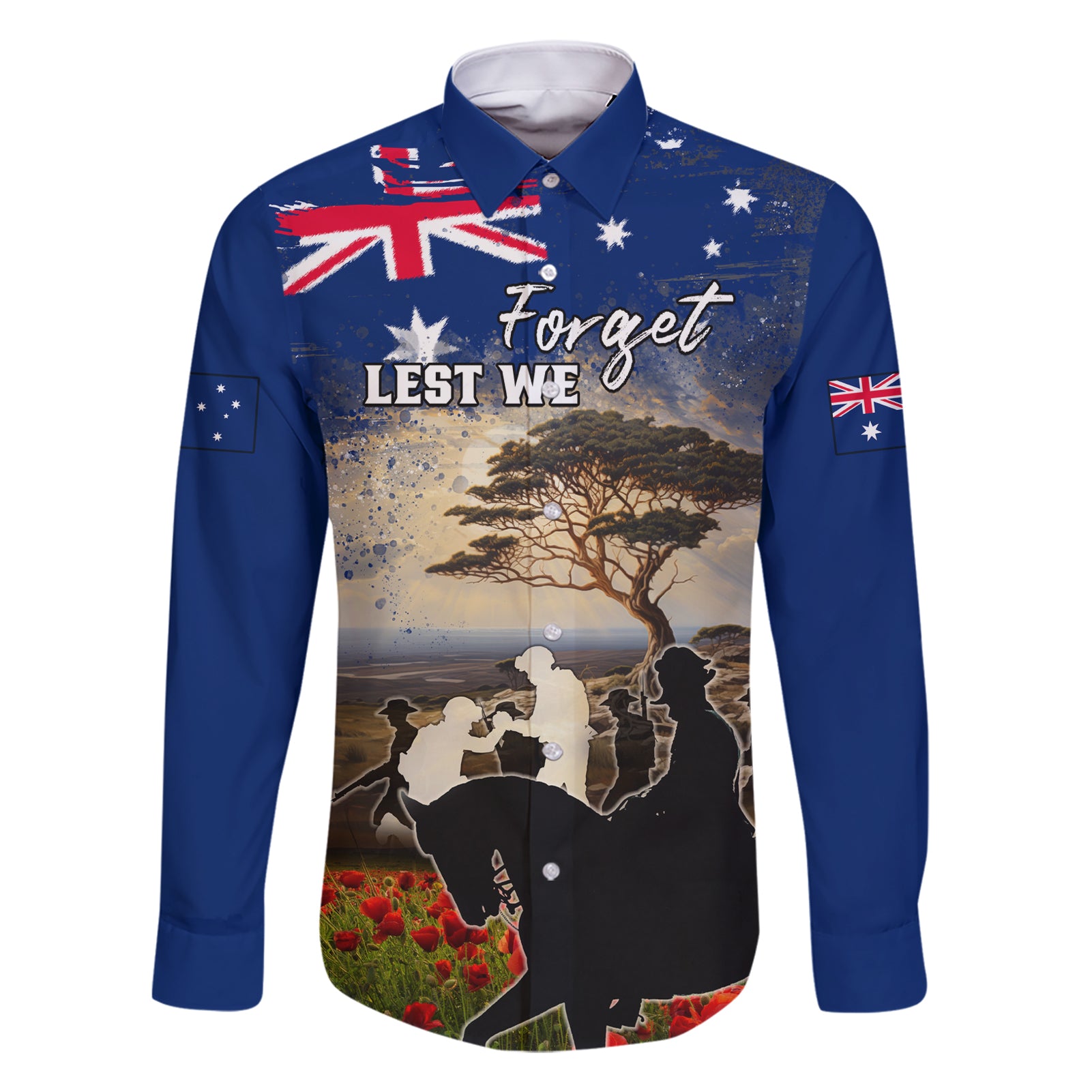 Australia ANZAC Day Family Matching Short Sleeve Bodycon Dress and Hawaiian Shirt The Lonesome Pine