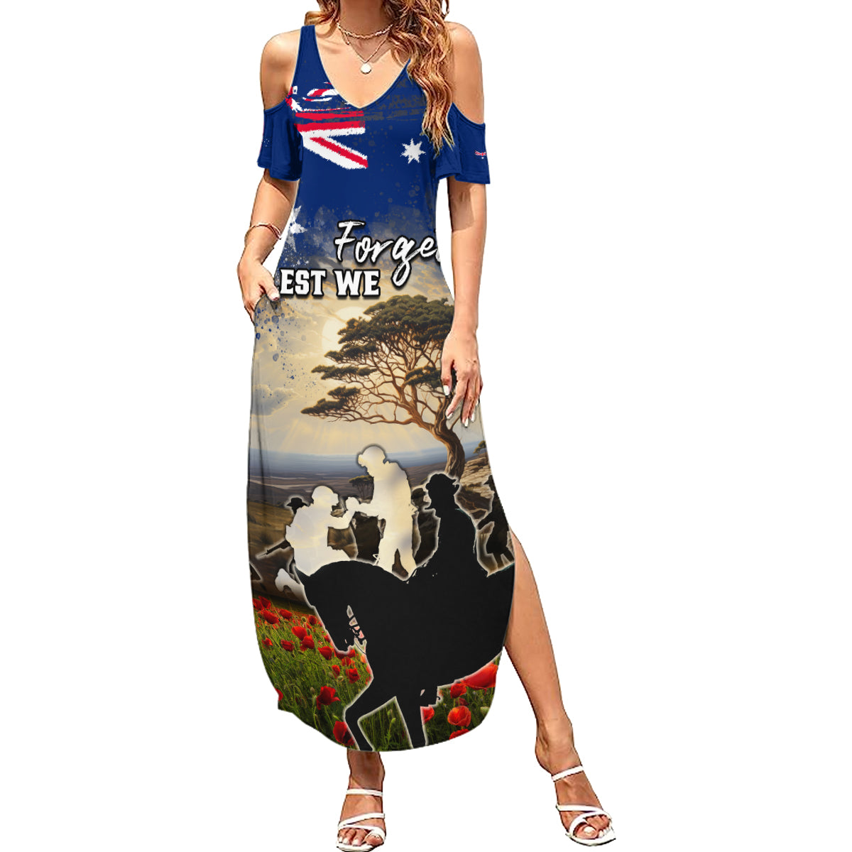 Australia ANZAC Day Family Matching Summer Maxi Dress and Hawaiian Shirt The Lonesome Pine