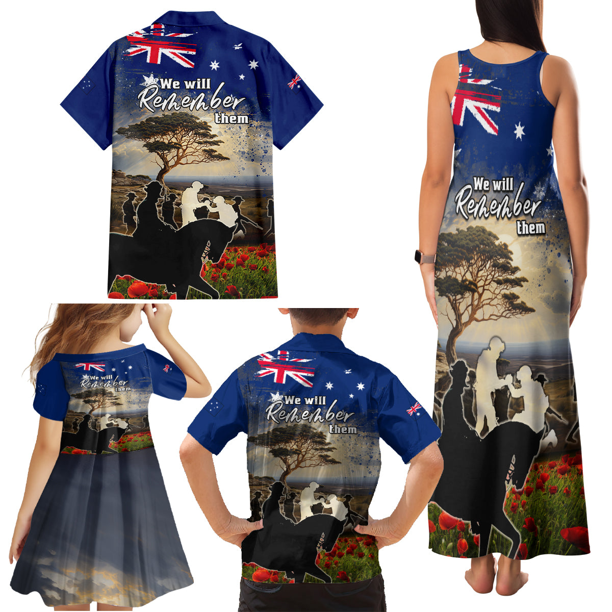 Australia ANZAC Day Family Matching Tank Maxi Dress and Hawaiian Shirt The Lonesome Pine