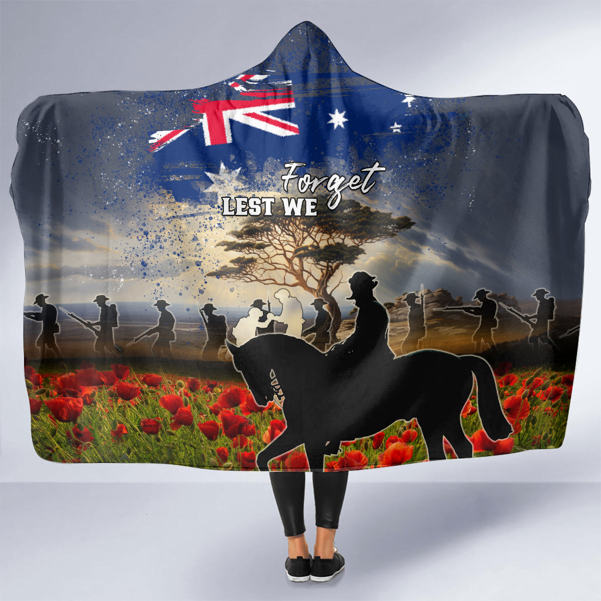 Australia ANZAC Day Hooded Blanket The Lonesome Pine