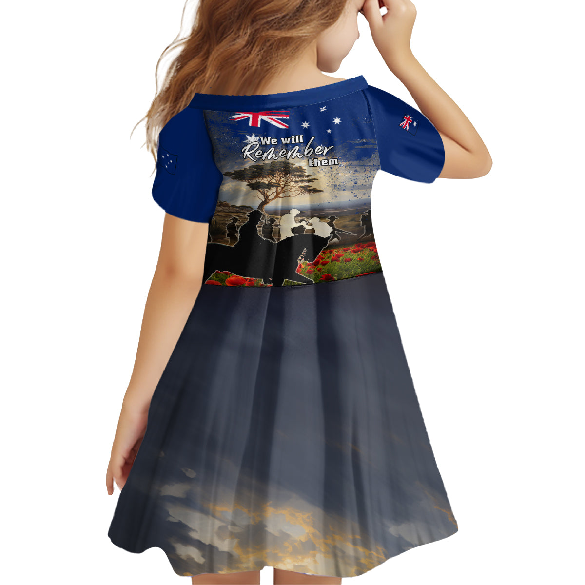 Australia ANZAC Day Kid Short Sleeve Dress The Lonesome Pine LT05 - Vibe Hoodie Shop