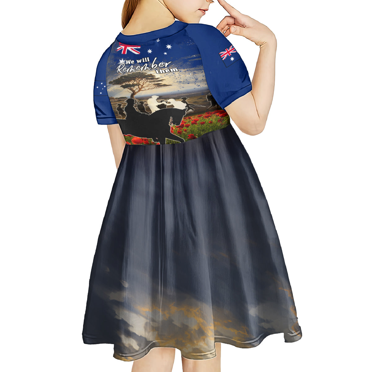 Australia ANZAC Day Kid Short Sleeve Dress The Lonesome Pine LT05 - Vibe Hoodie Shop