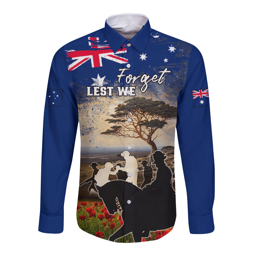 Australia ANZAC Day Long Sleeve Button Shirt The Lonesome Pine LT05 - Vibe Hoodie Shop