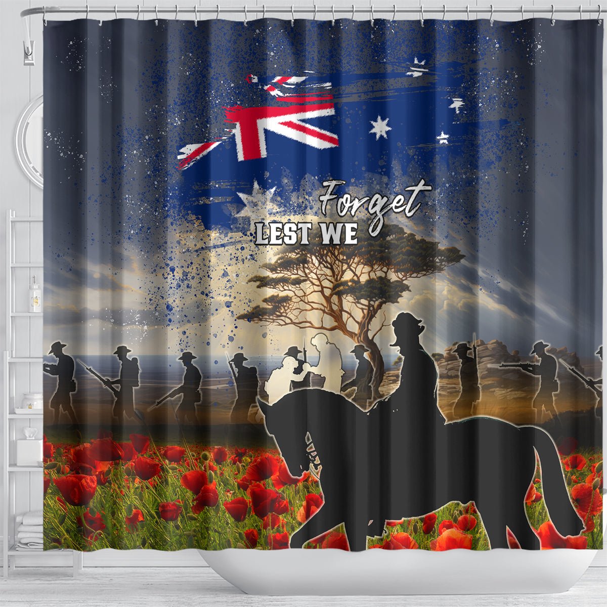 Australia ANZAC Day Shower Curtain The Lonesome Pine