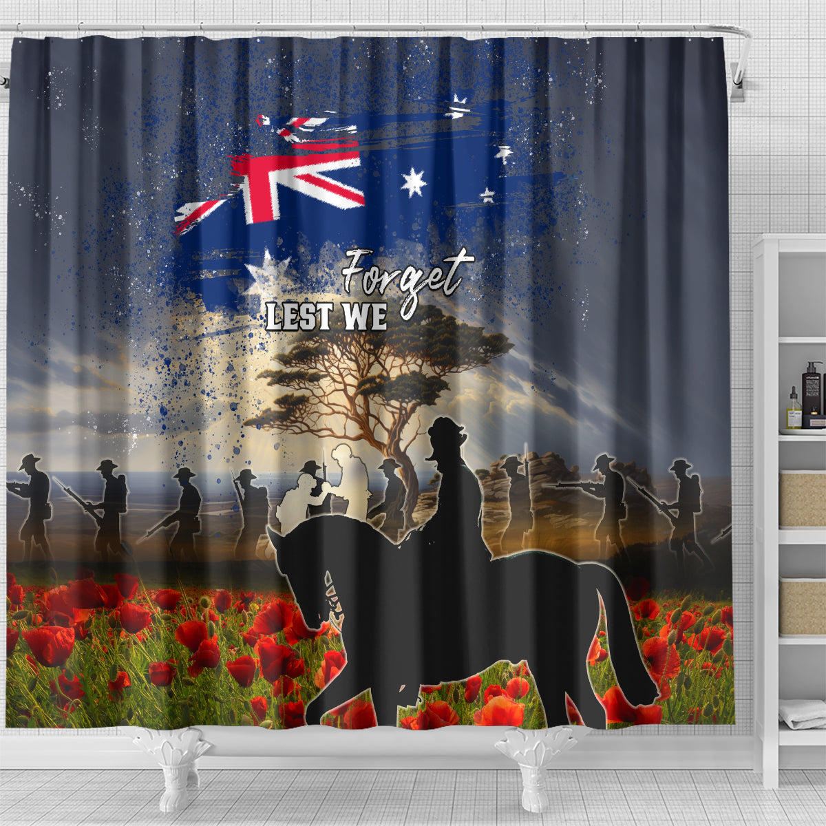 Australia ANZAC Day Shower Curtain The Lonesome Pine