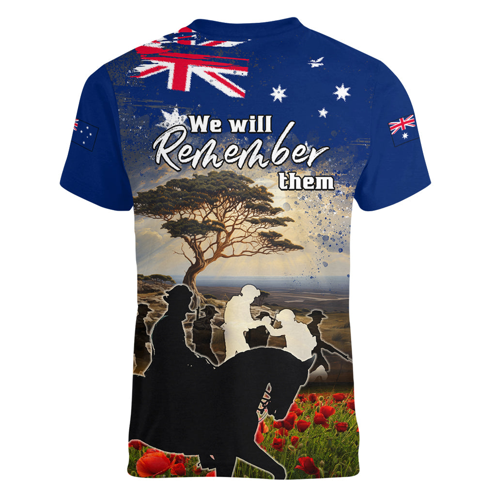 Australia ANZAC Day Women V Neck T Shirt The Lonesome Pine LT05 - Vibe Hoodie Shop