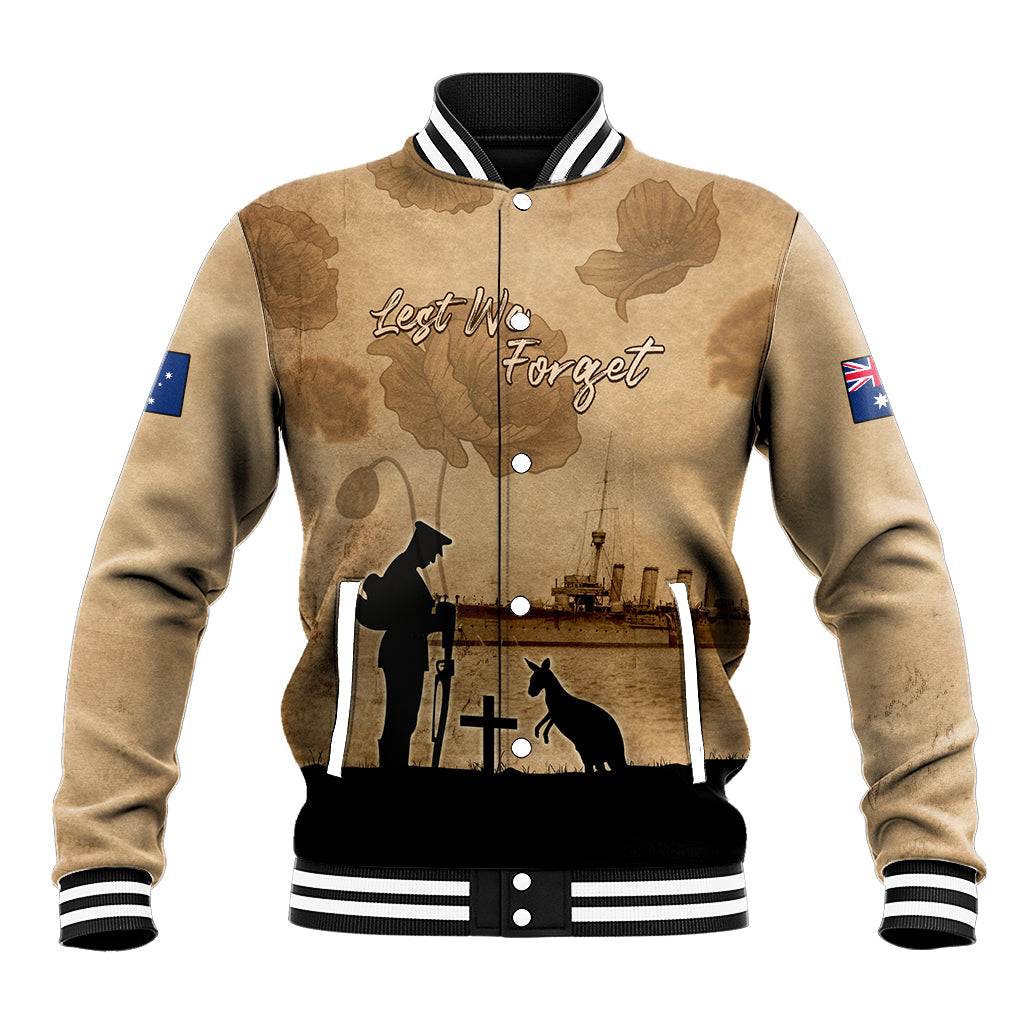 Australia ANZAC Day Baseball Jacket HMAS Sydney I Chatham-Class Light Cruiser LT05 - Vibe Hoodie Shop
