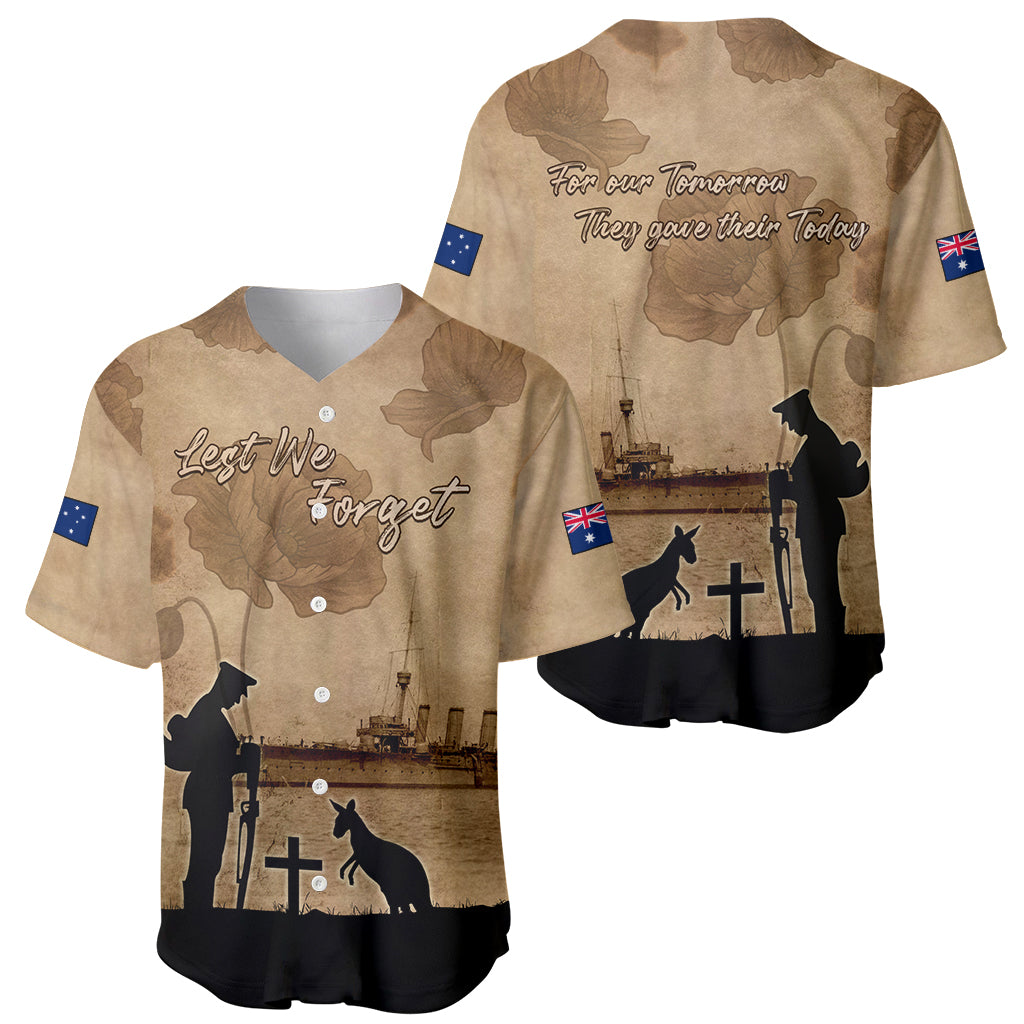 Australia ANZAC Day Baseball Jersey HMAS Sydney I Chatham-Class Light Cruiser LT05 - Vibe Hoodie Shop