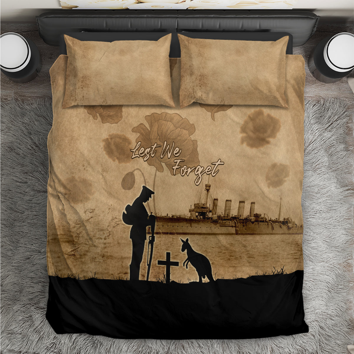 Australia ANZAC Day Bedding Set HMAS Sydney I Chatham-Class Light Cruiser LT05 - Vibe Hoodie Shop