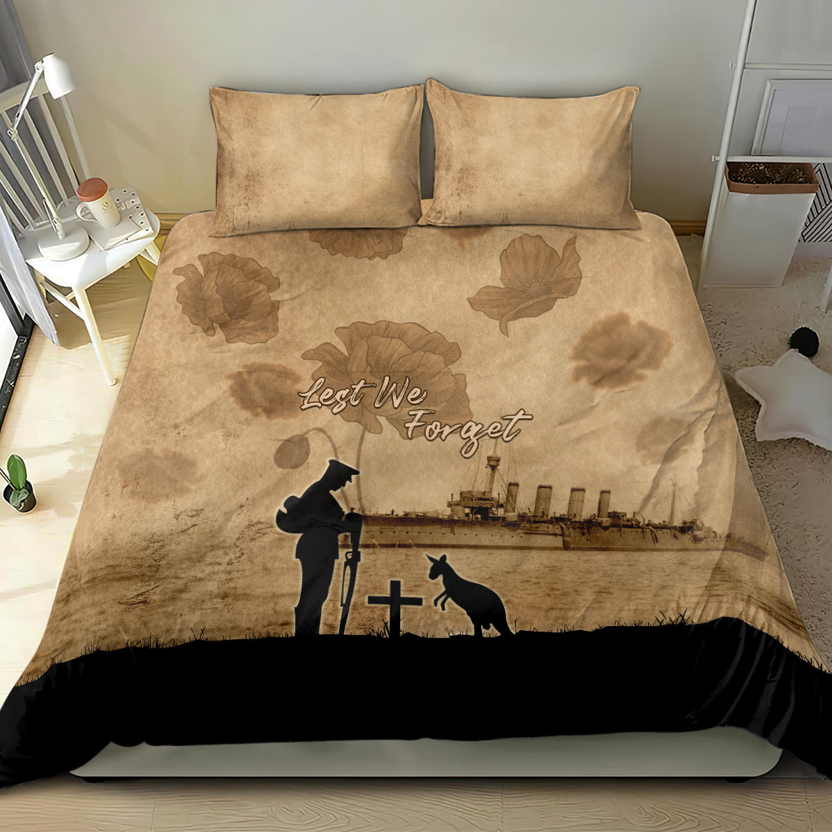 Australia ANZAC Day Bedding Set HMAS Sydney I Chatham-Class Light Cruiser LT05 - Vibe Hoodie Shop