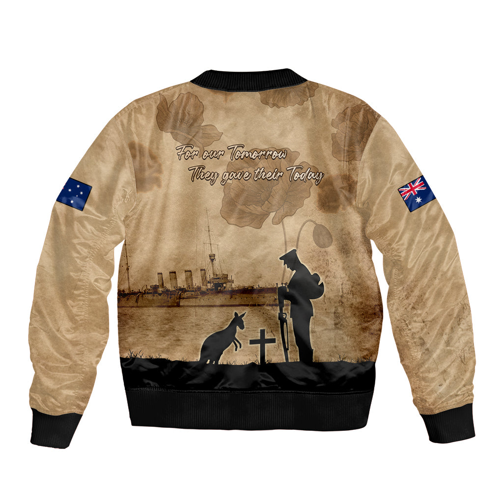 Australia ANZAC Day Bomber Jacket HMAS Sydney I Chatham-Class Light Cruiser LT05 - Vibe Hoodie Shop