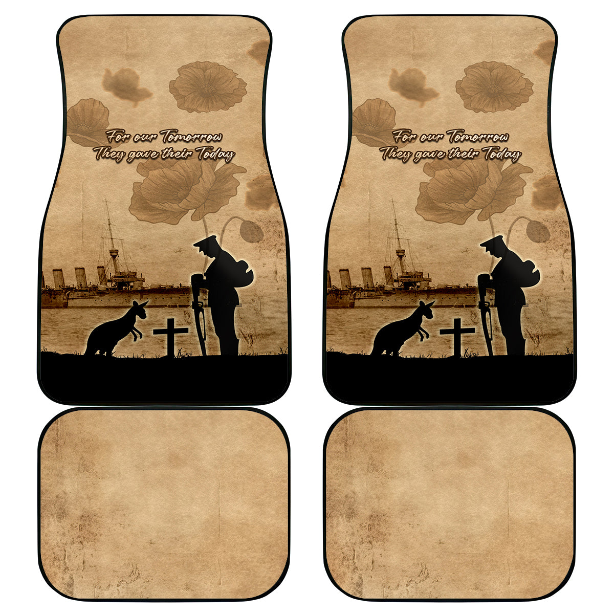Australia ANZAC Day Car Mats HMAS Sydney I Chatham-Class Light Cruiser