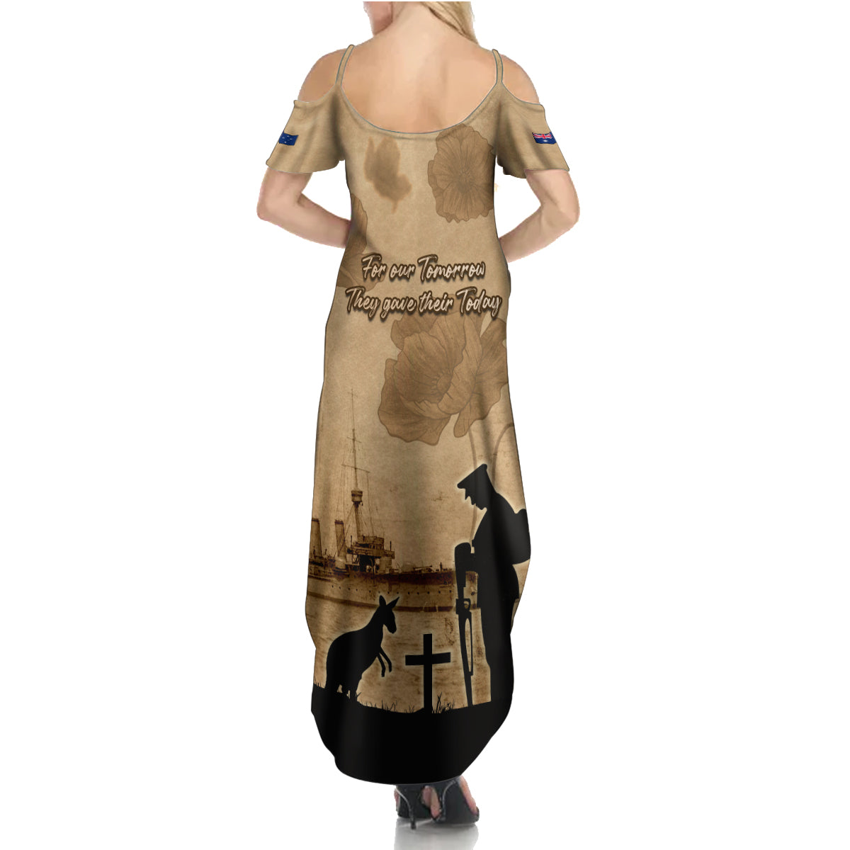 Australia ANZAC Day Family Matching Summer Maxi Dress and Hawaiian Shirt HMAS Sydney I Chatham-Class Light Cruiser