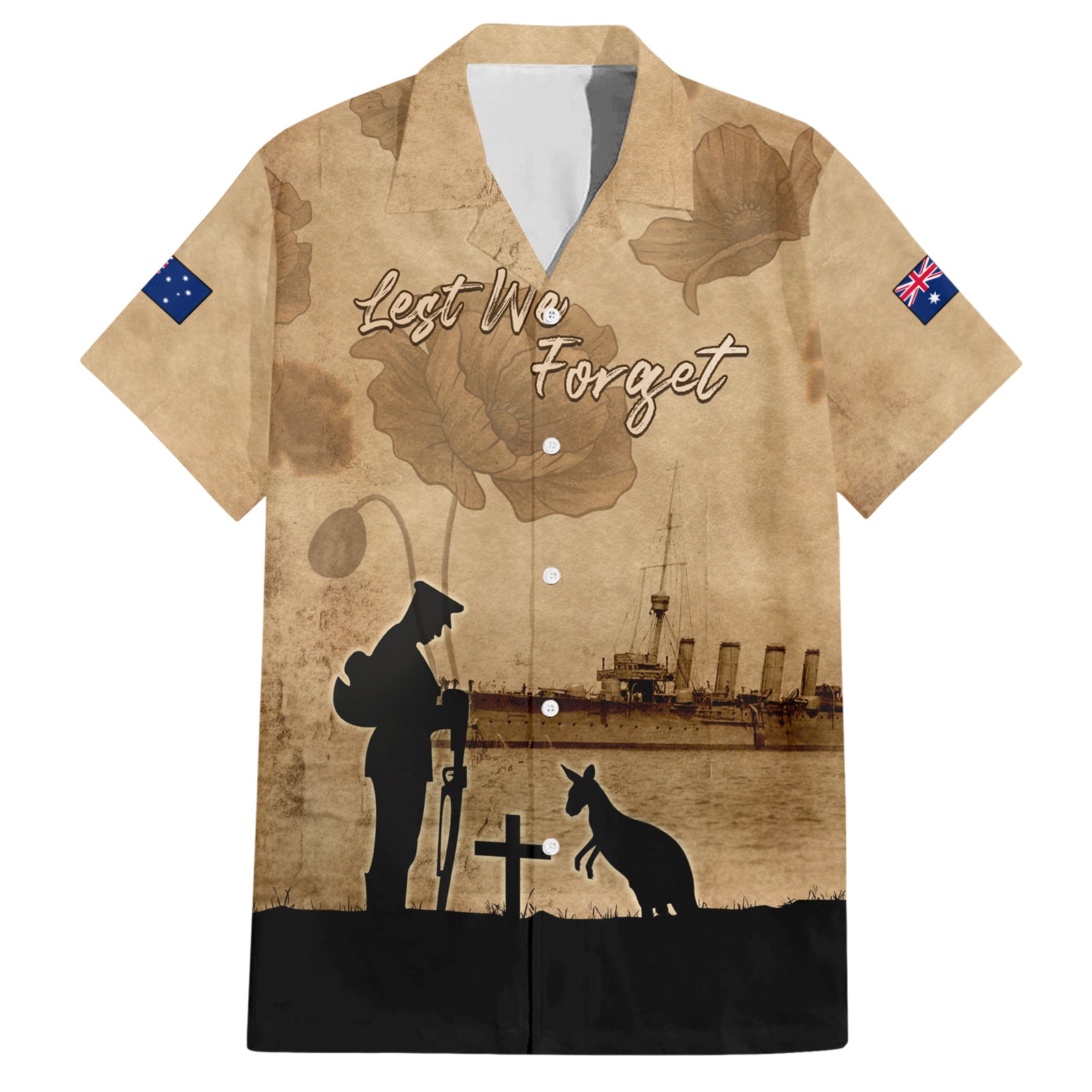 Australia ANZAC Day Hawaiian Shirt HMAS Sydney I Chatham-Class Light Cruiser LT05 - Vibe Hoodie Shop