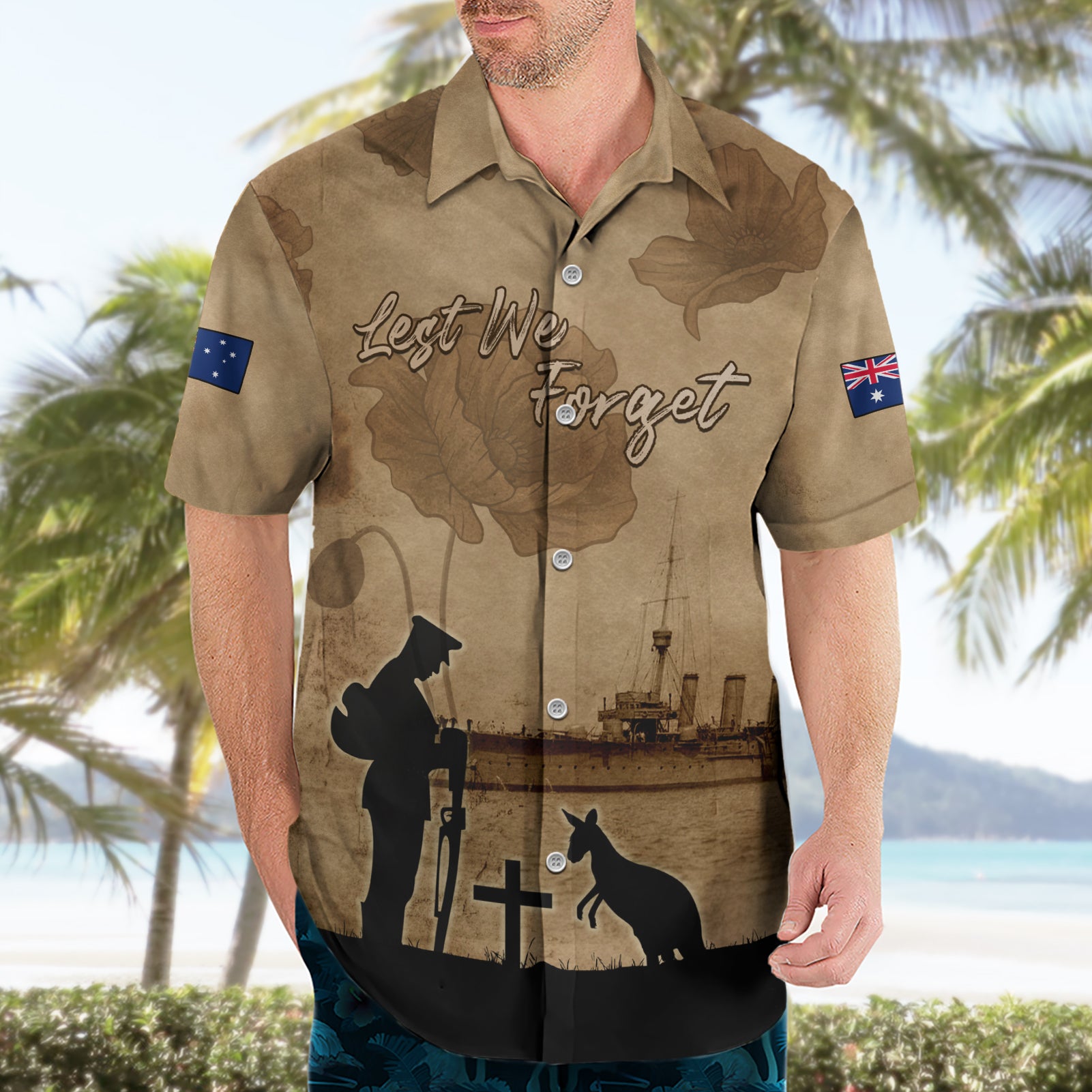 Australia ANZAC Day Hawaiian Shirt HMAS Sydney I Chatham-Class Light Cruiser LT05 - Vibe Hoodie Shop