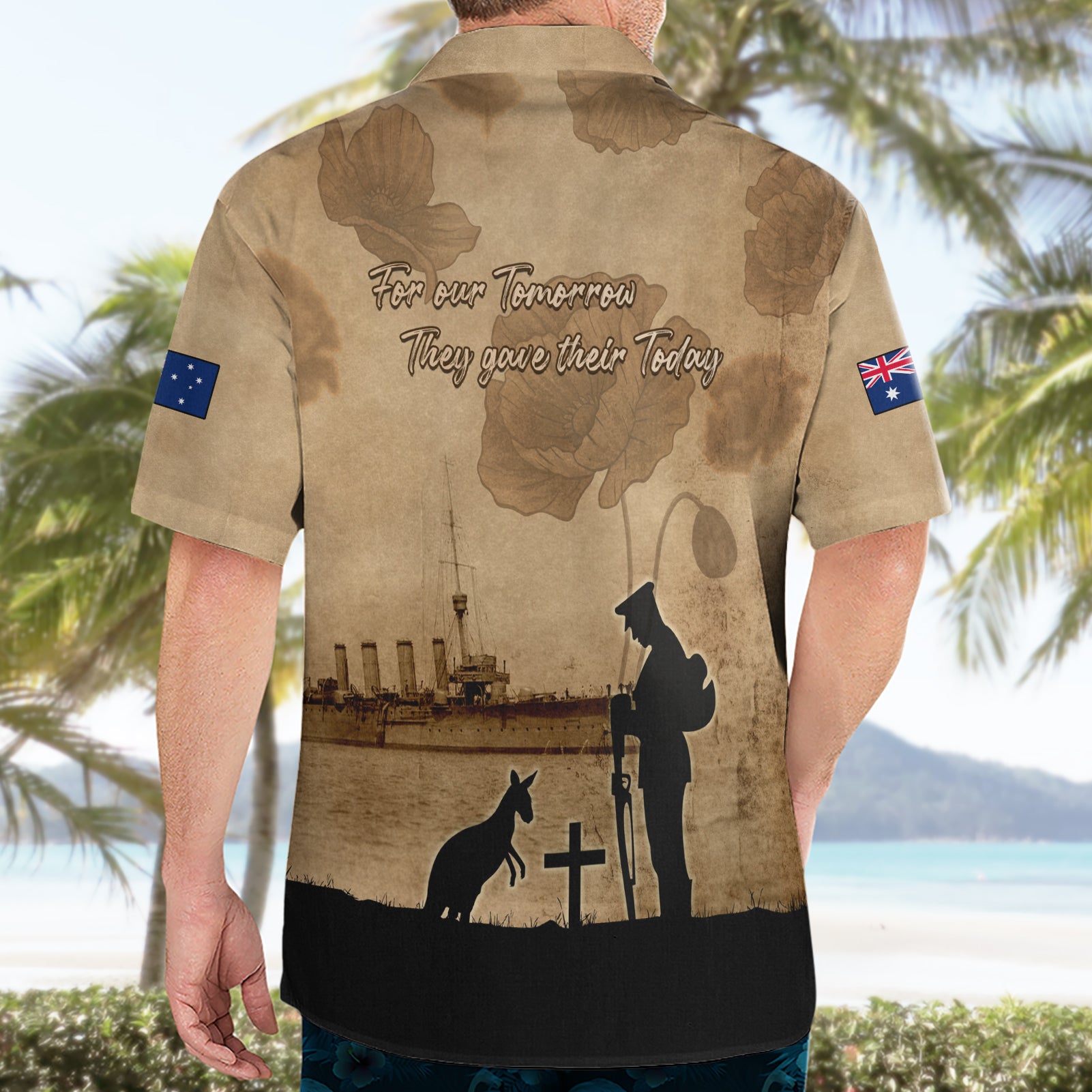 Australia ANZAC Day Hawaiian Shirt HMAS Sydney I Chatham-Class Light Cruiser LT05 - Vibe Hoodie Shop