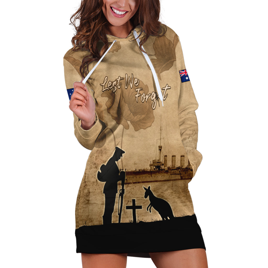 Australia ANZAC Day Hoodie Dress HMAS Sydney I Chatham-Class Light Cruiser LT05 - Vibe Hoodie Shop