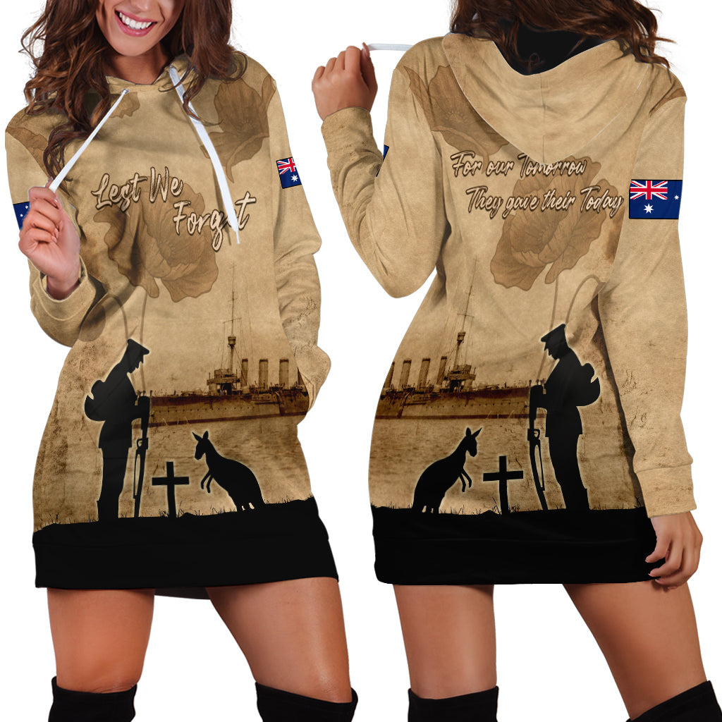 Australia ANZAC Day Hoodie Dress HMAS Sydney I Chatham-Class Light Cruiser LT05 - Vibe Hoodie Shop