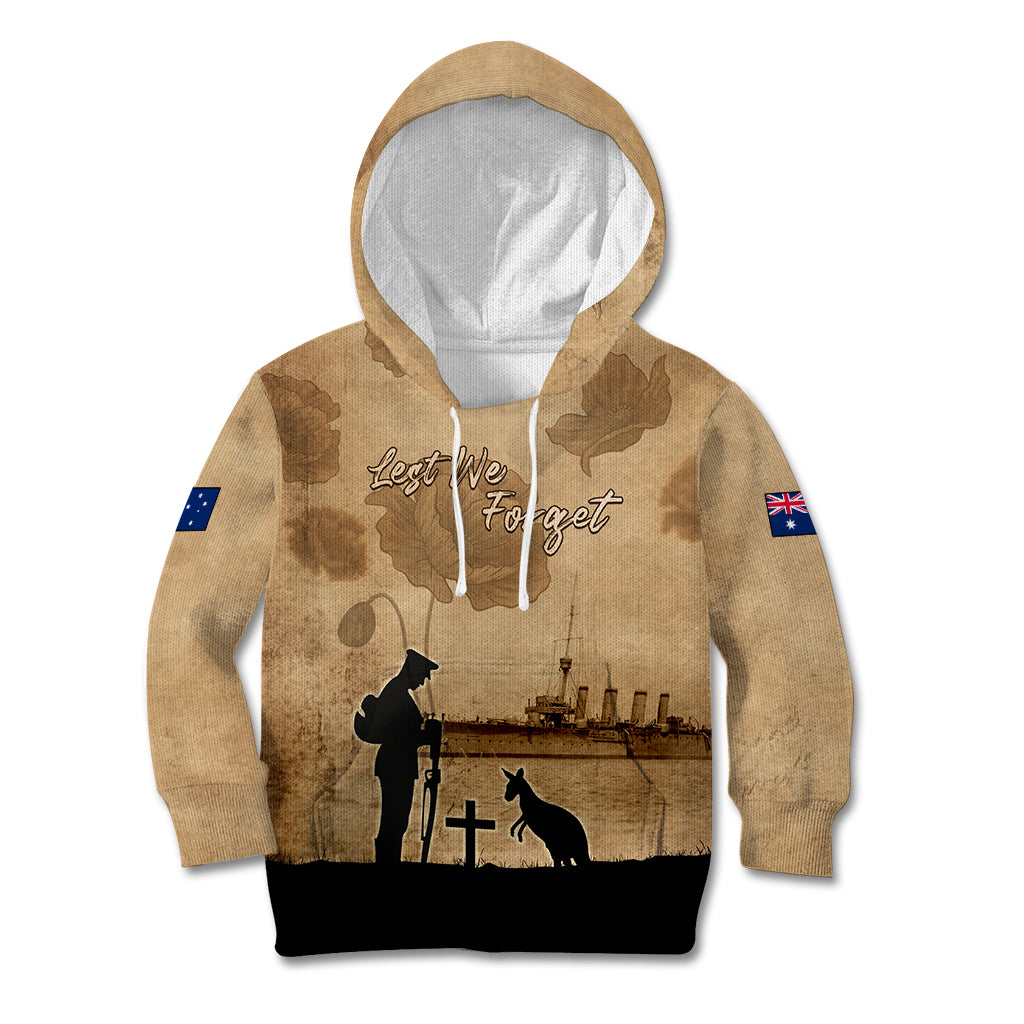 Australia ANZAC Day Kid Hoodie HMAS Sydney I Chatham-Class Light Cruiser LT05 - Vibe Hoodie Shop