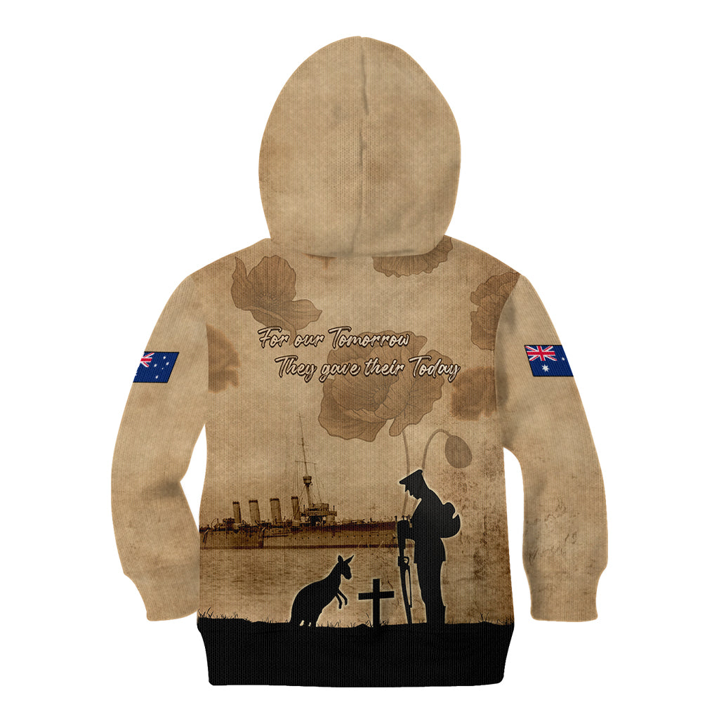 Australia ANZAC Day Kid Hoodie HMAS Sydney I Chatham-Class Light Cruiser LT05 - Vibe Hoodie Shop