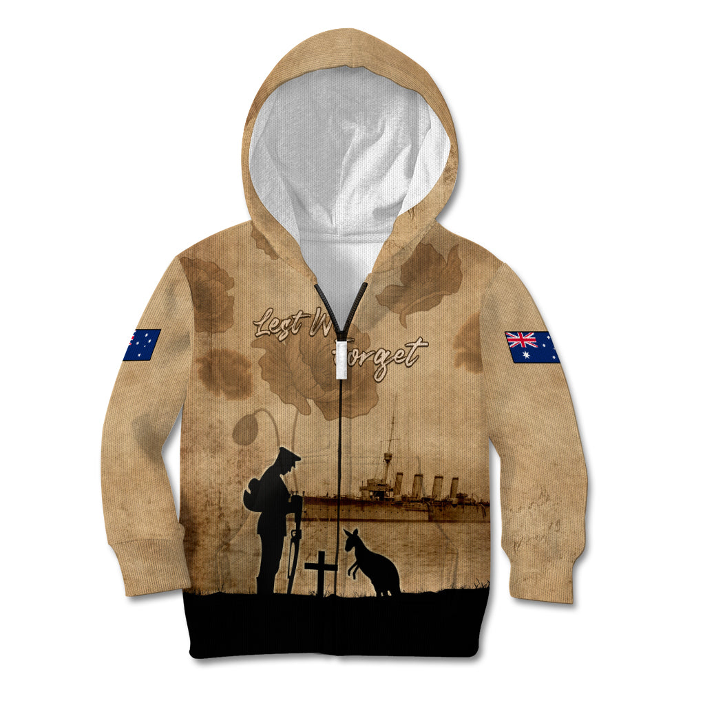 Australia ANZAC Day Kid Hoodie HMAS Sydney I Chatham-Class Light Cruiser LT05 - Vibe Hoodie Shop