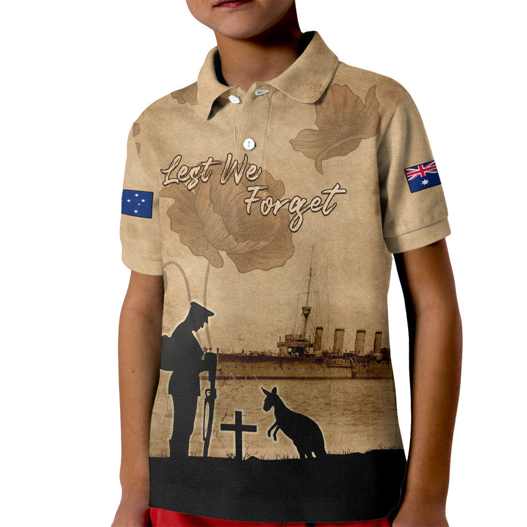 Australia ANZAC Day Kid Polo Shirt HMAS Sydney I Chatham-Class Light Cruiser LT05 - Vibe Hoodie Shop