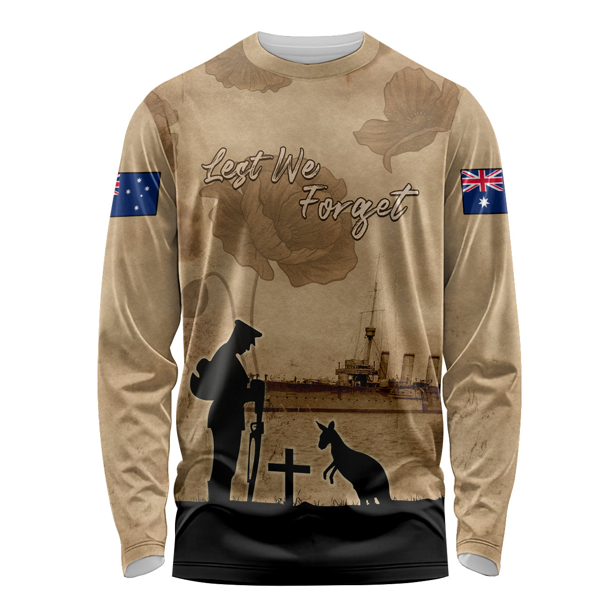 Australia ANZAC Day Long Sleeve Shirt HMAS Sydney I Chatham-Class Light Cruiser LT05 - Vibe Hoodie Shop
