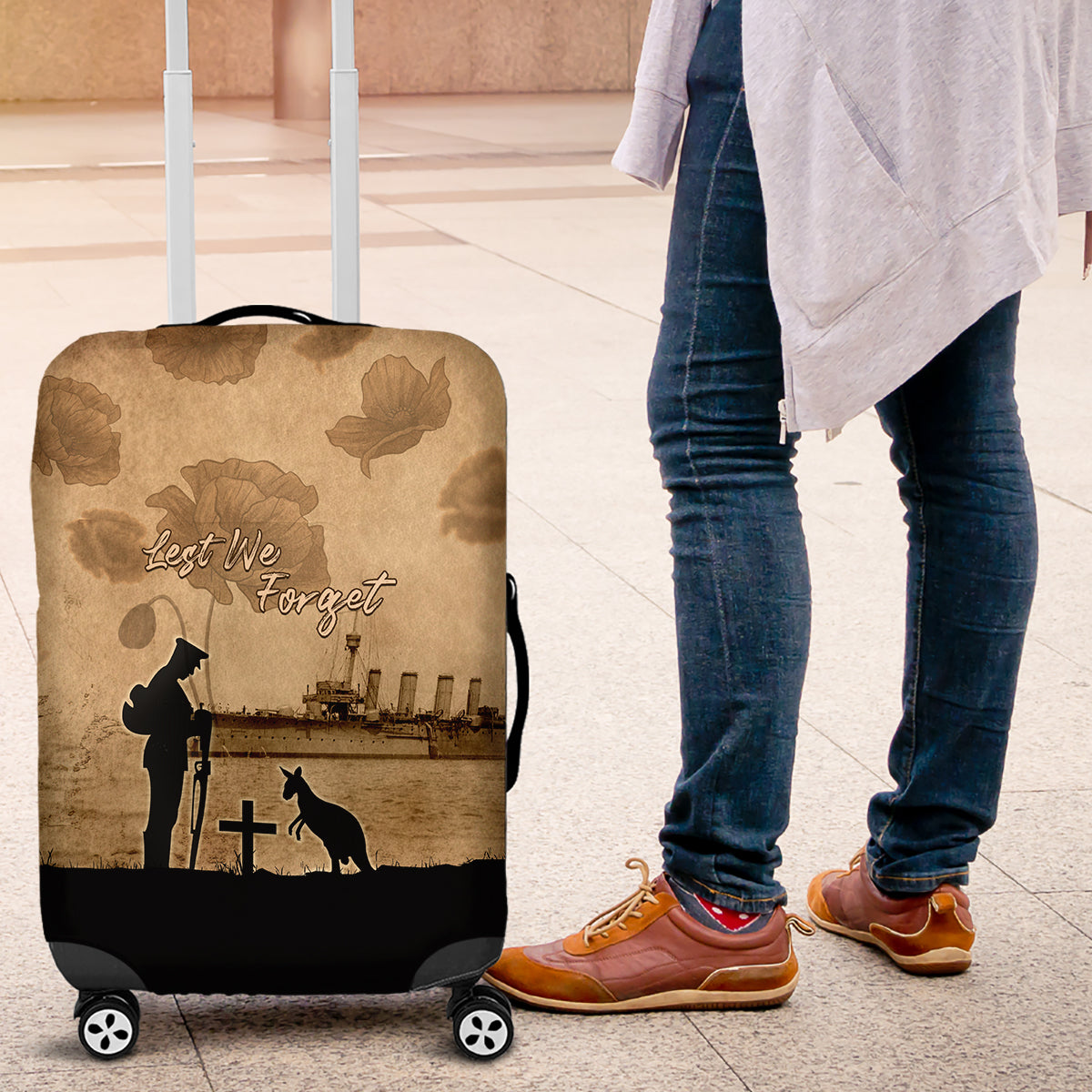 Australia ANZAC Day Luggage Cover HMAS Sydney I Chatham-Class Light Cruiser LT05 - Vibe Hoodie Shop