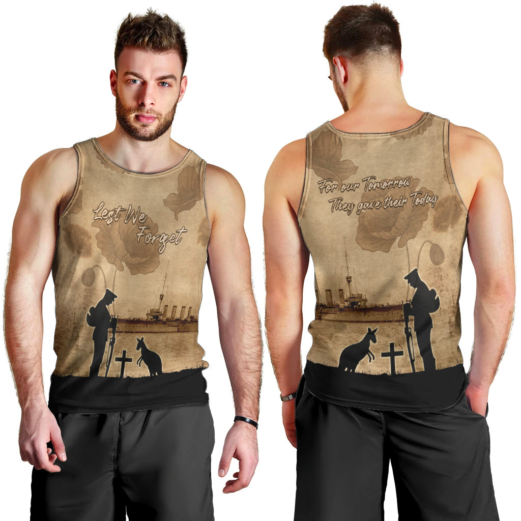 Australia ANZAC Day Men Tank Top HMAS Sydney I Chatham-Class Light Cruiser LT05 - Vibe Hoodie Shop
