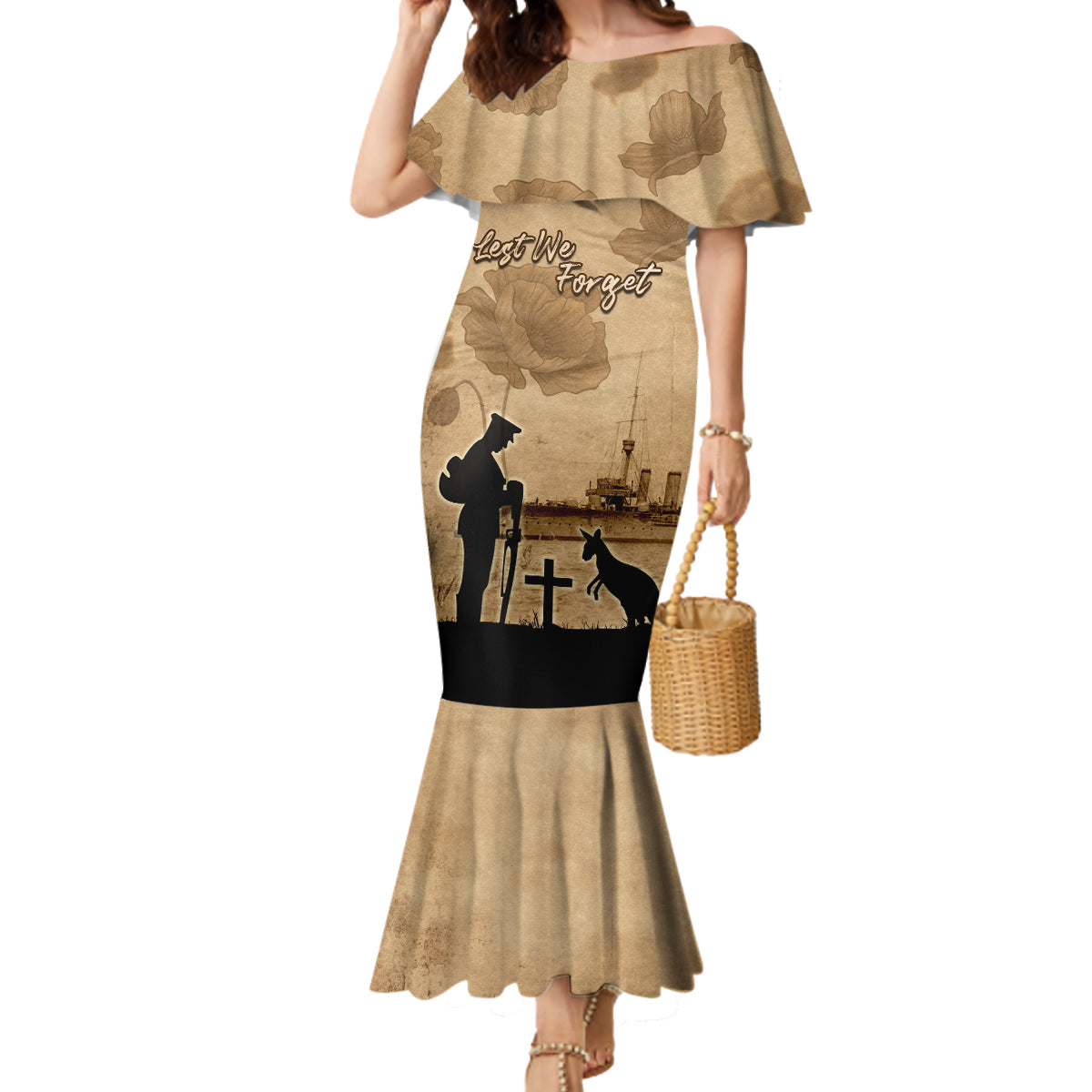 Australia ANZAC Day Mermaid Dress HMAS Sydney I Chatham-Class Light Cruiser