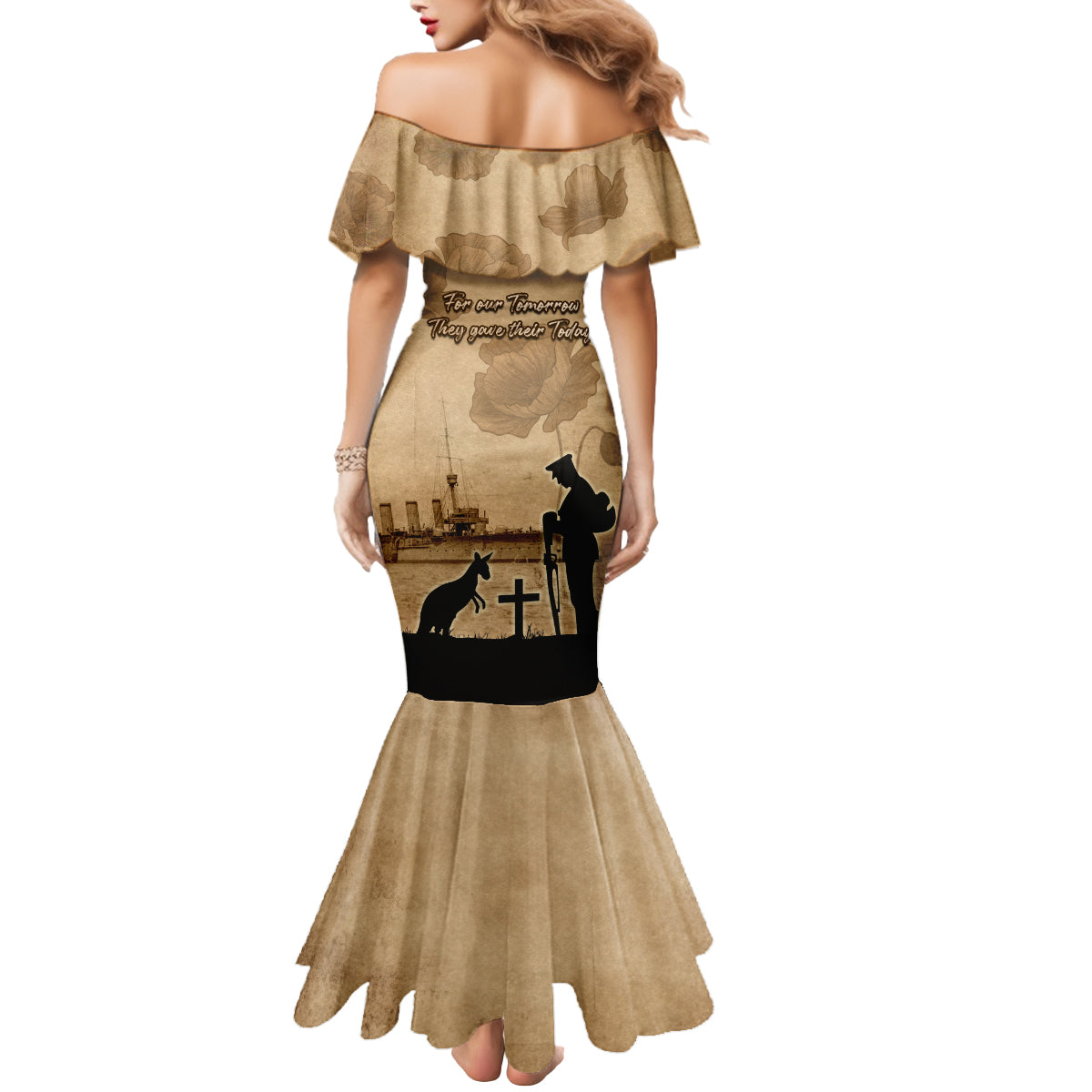 Australia ANZAC Day Mermaid Dress HMAS Sydney I Chatham-Class Light Cruiser