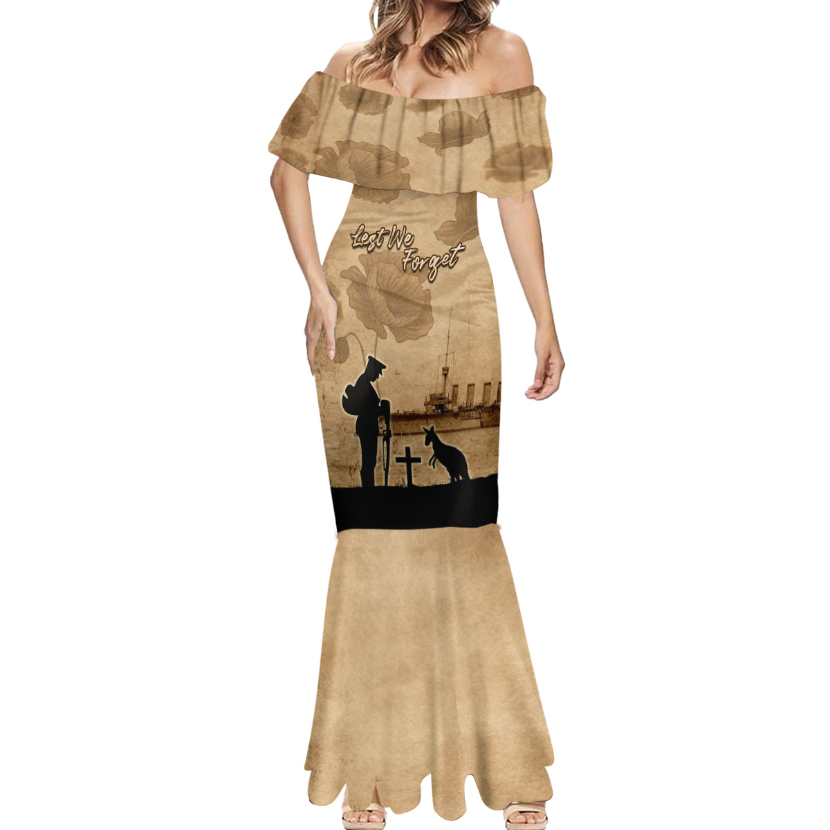 Australia ANZAC Day Mermaid Dress HMAS Sydney I Chatham-Class Light Cruiser