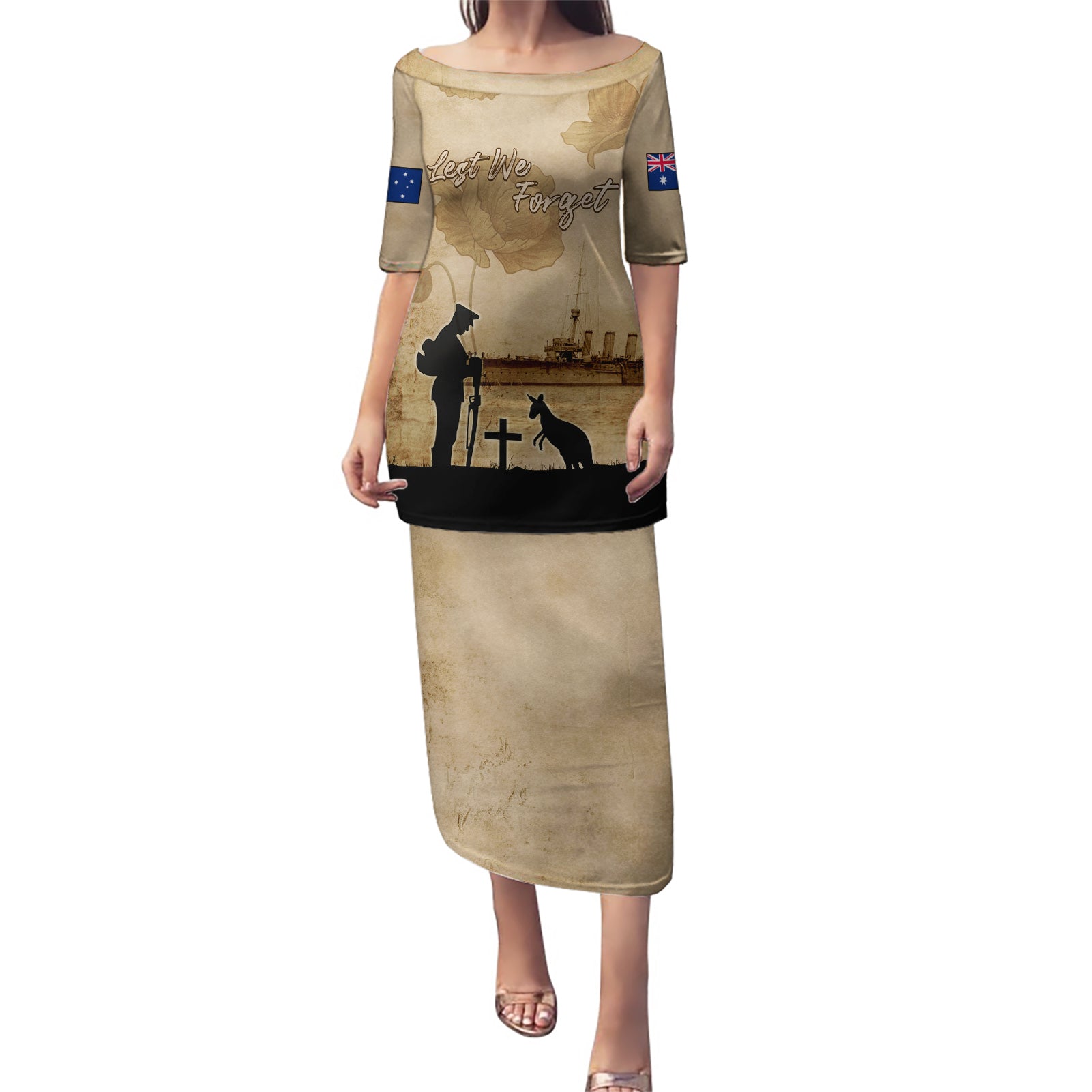 Australia ANZAC Day Puletasi HMAS Sydney I Chatham-Class Light Cruiser