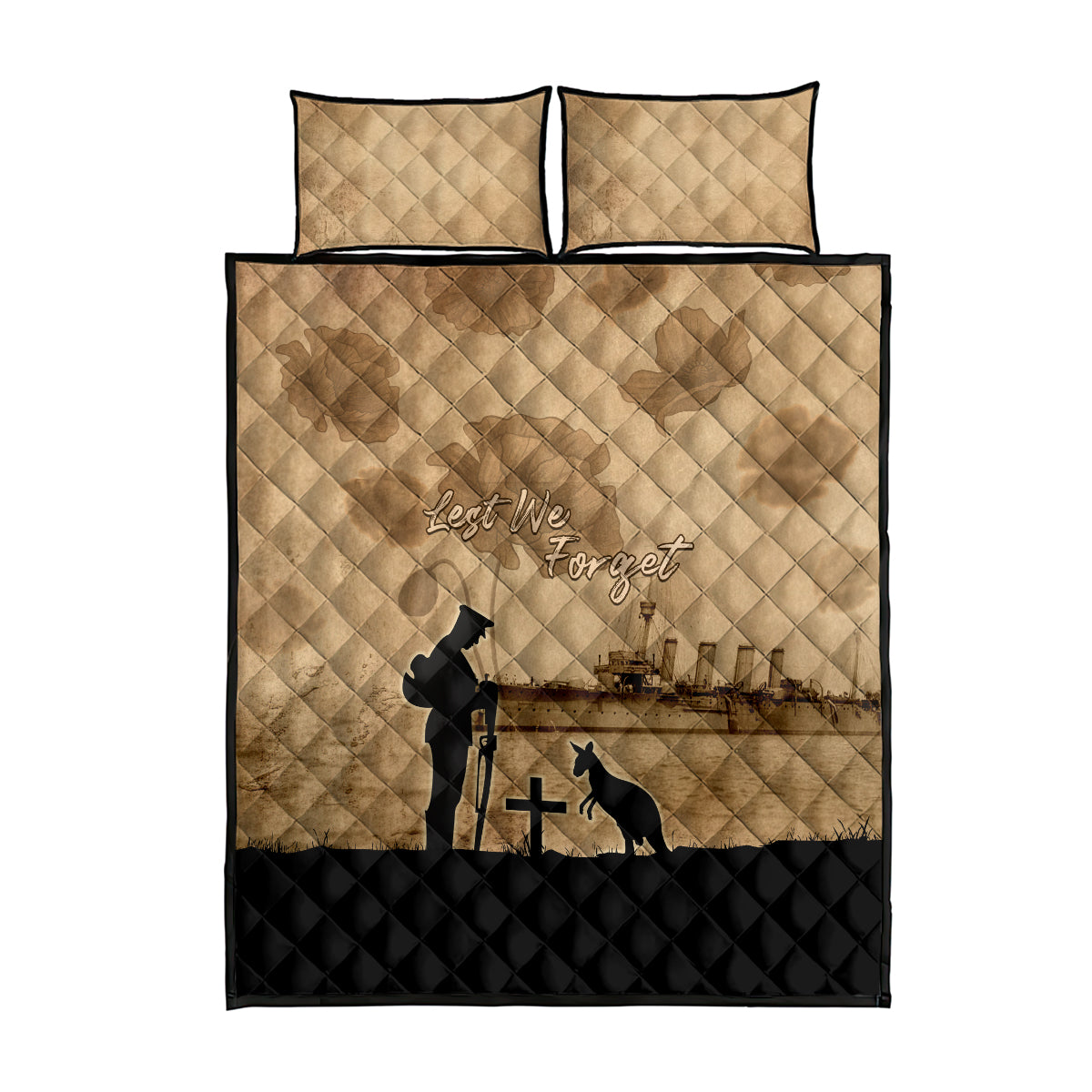 Australia ANZAC Day Quilt Bed Set HMAS Sydney I Chatham-Class Light Cruiser LT05 - Vibe Hoodie Shop