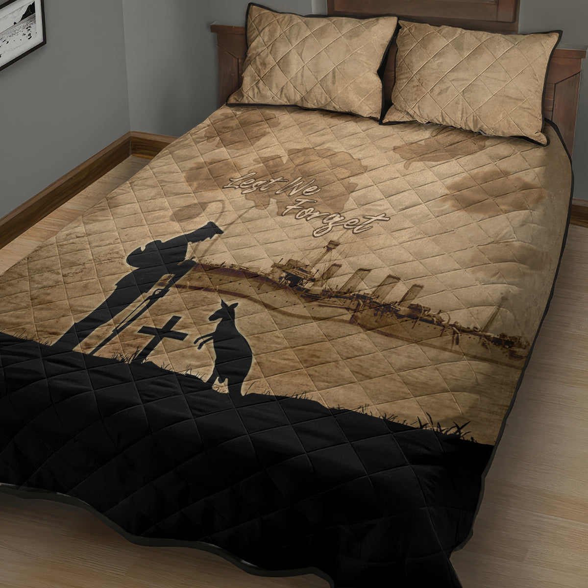 Australia ANZAC Day Quilt Bed Set HMAS Sydney I Chatham-Class Light Cruiser LT05 - Vibe Hoodie Shop