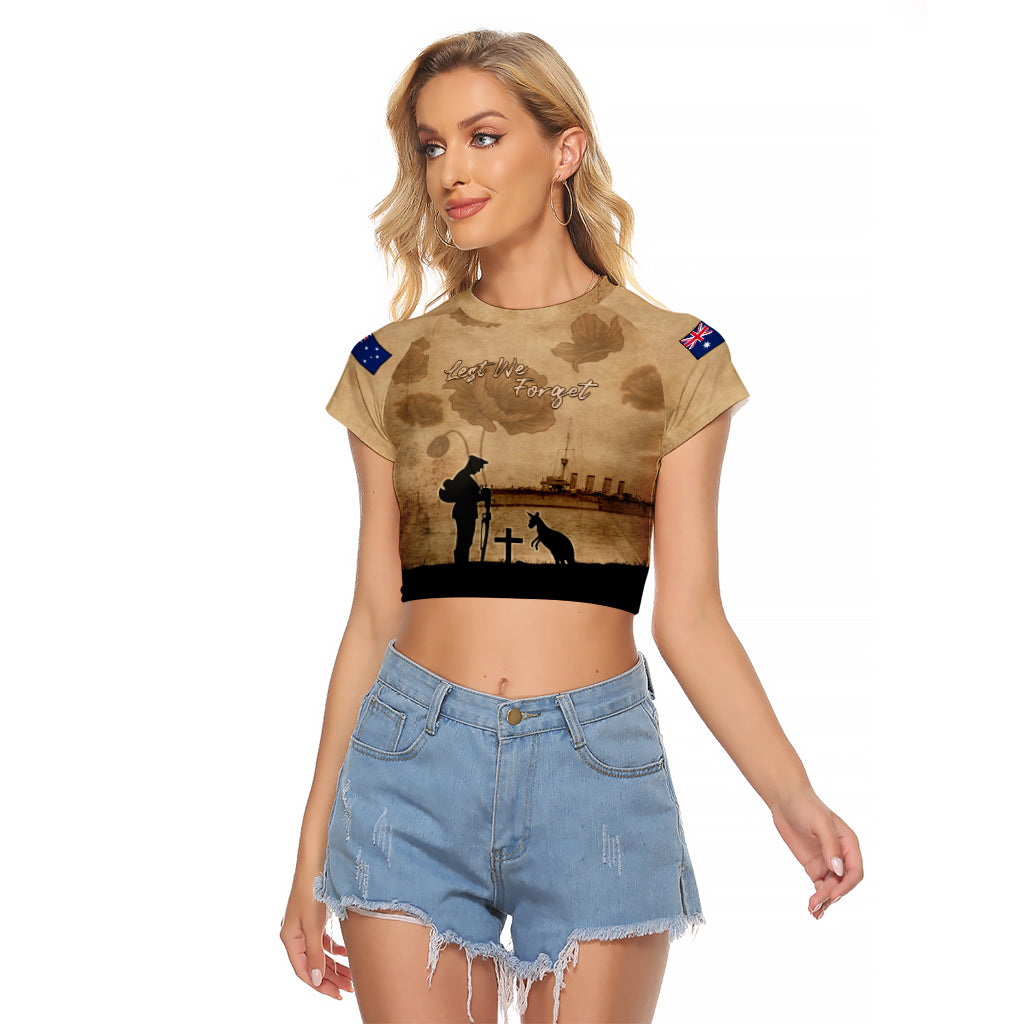 Australia ANZAC Day Raglan Cropped T Shirt HMAS Sydney I Chatham-Class Light Cruiser LT05 - Vibe Hoodie Shop