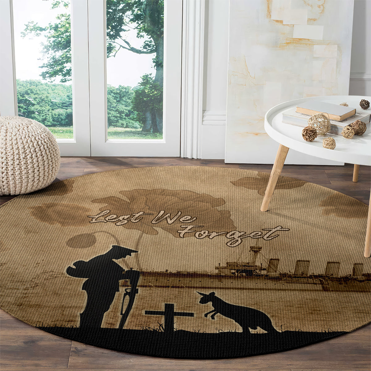 Australia ANZAC Day Round Carpet HMAS Sydney I Chatham-Class Light Cruiser