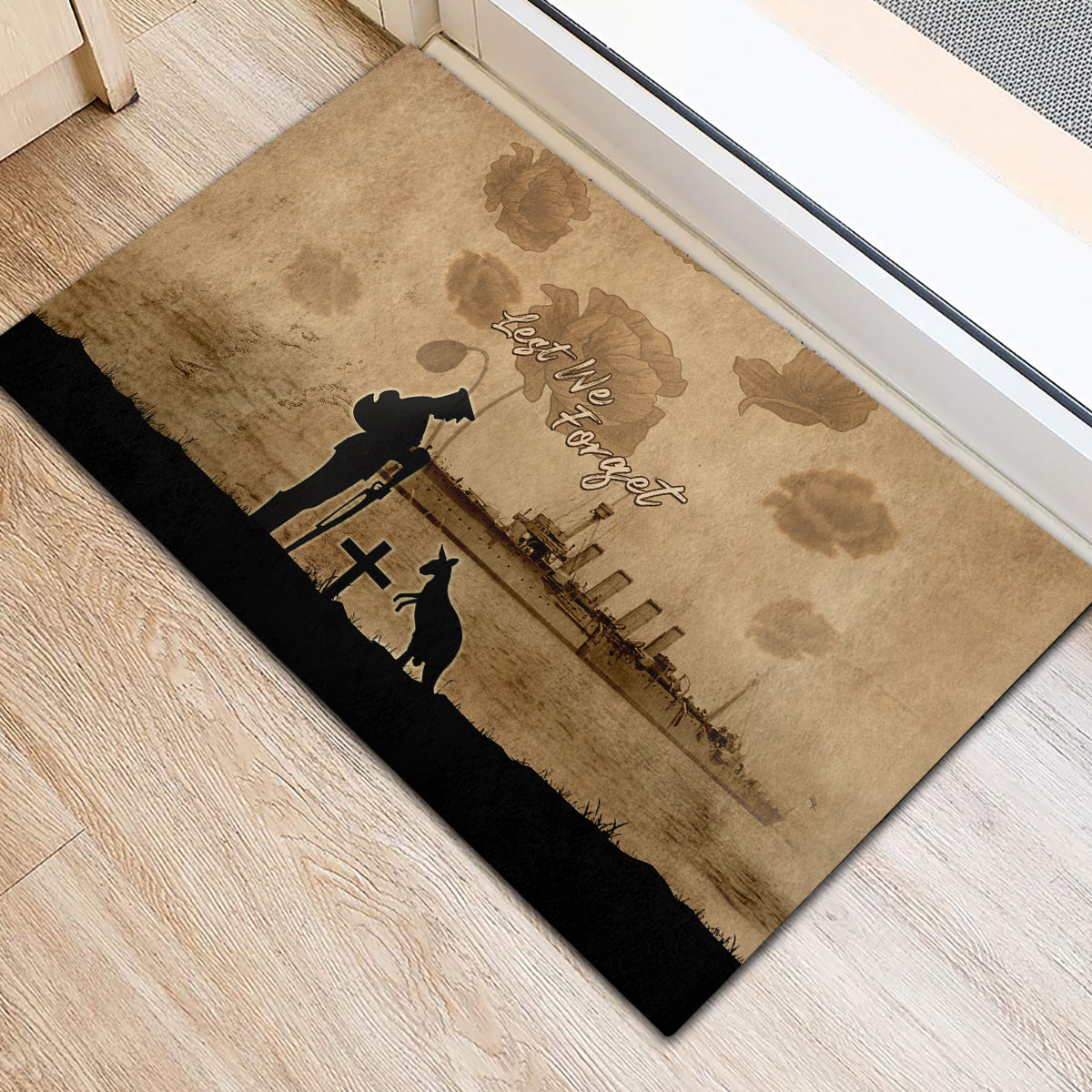 Australia ANZAC Day Rubber Doormat HMAS Sydney I Chatham-Class Light Cruiser
