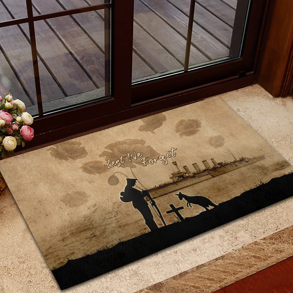 Australia ANZAC Day Rubber Doormat HMAS Sydney I Chatham-Class Light Cruiser