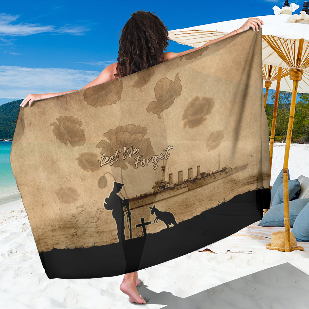 Australia ANZAC Day Sarong HMAS Sydney I Chatham-Class Light Cruiser LT05 - Vibe Hoodie Shop