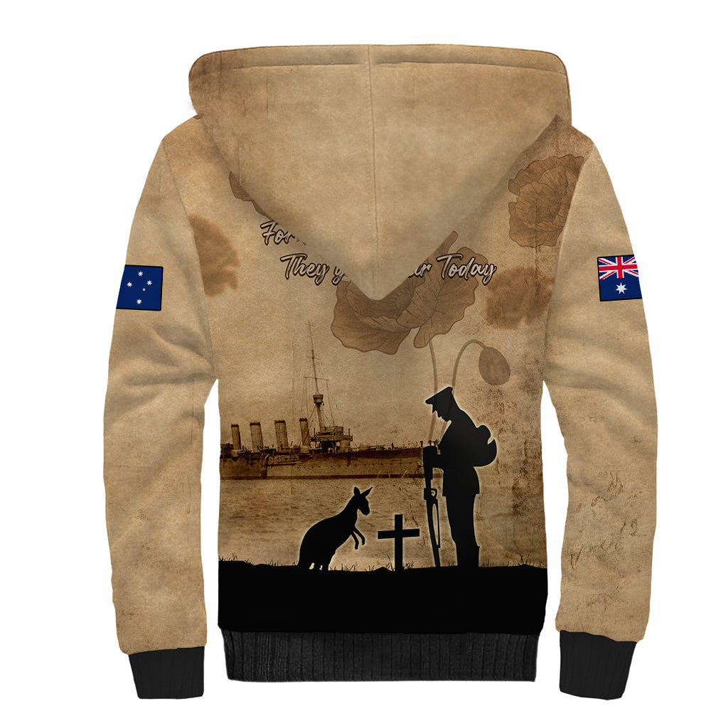Australia ANZAC Day Sherpa Hoodie HMAS Sydney I Chatham-Class Light Cruiser LT05 - Vibe Hoodie Shop