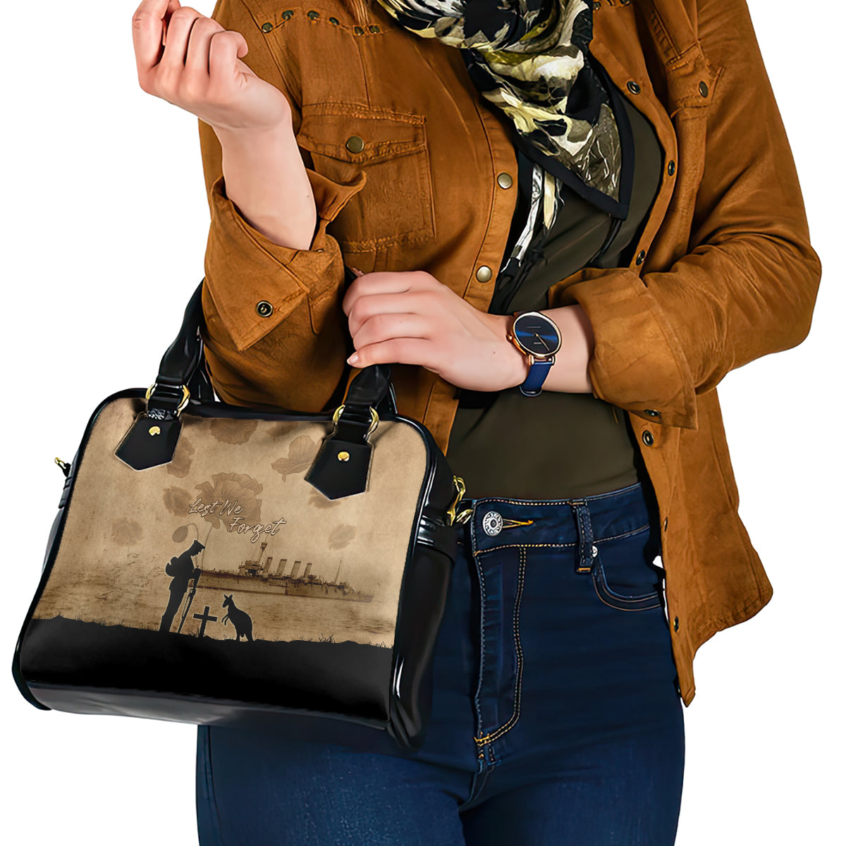 Australia ANZAC Day Shoulder Handbag HMAS Sydney I Chatham-Class Light Cruiser LT05 - Vibe Hoodie Shop