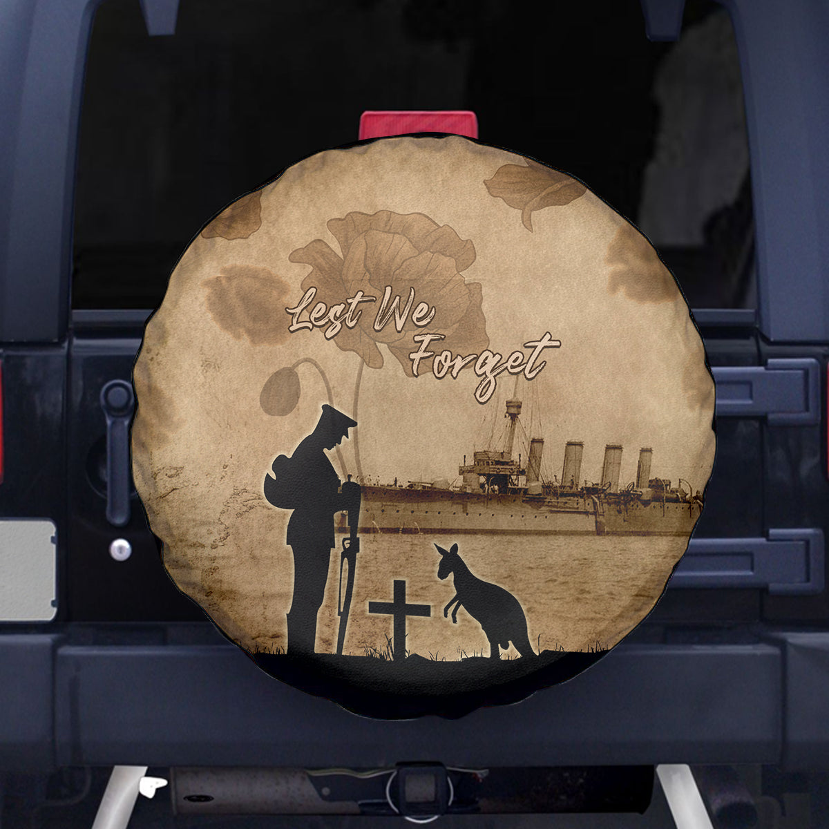 Australia ANZAC Day Spare Tire Cover HMAS Sydney I Chatham-Class Light Cruiser LT05 - Vibe Hoodie Shop