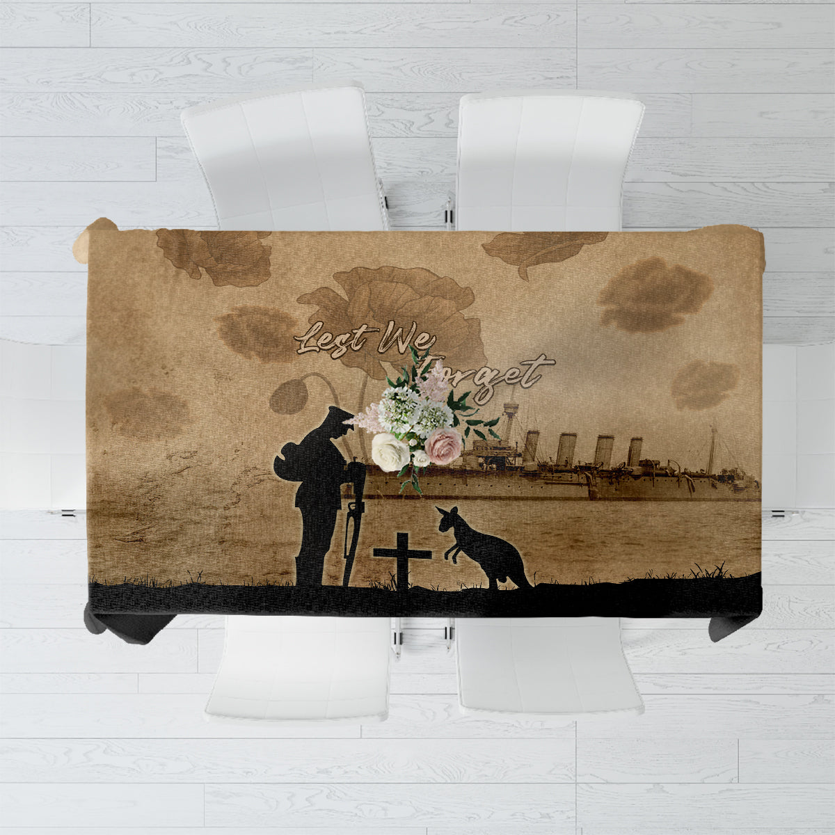 Australia ANZAC Day Tablecloth HMAS Sydney I Chatham-Class Light Cruiser