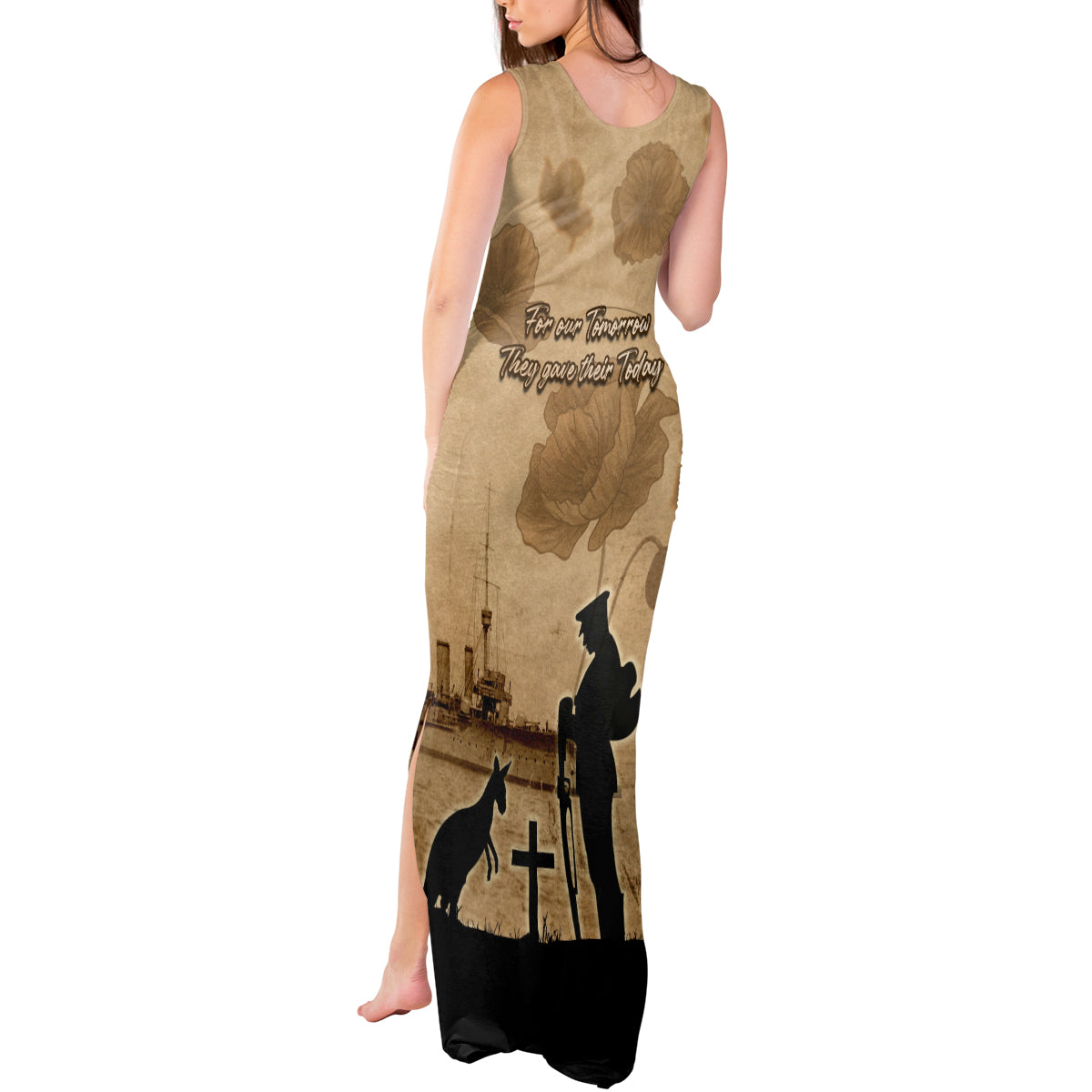 Australia ANZAC Day Tank Maxi Dress HMAS Sydney I Chatham-Class Light Cruiser