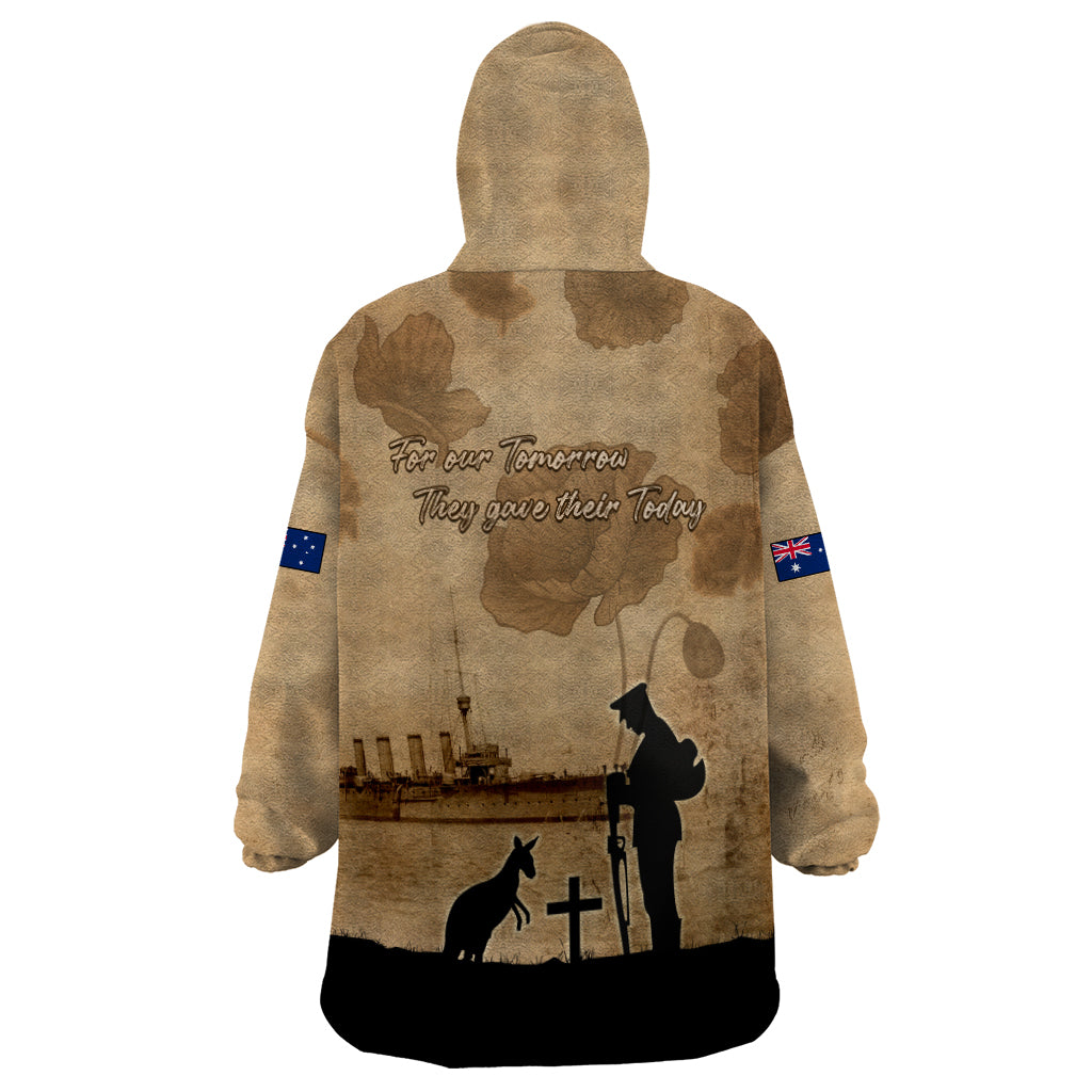 Australia ANZAC Day Wearable Blanket Hoodie HMAS Sydney I Chatham-Class Light Cruiser LT05 - Vibe Hoodie Shop