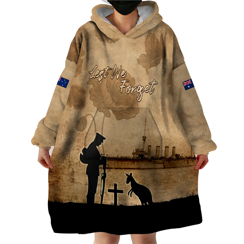 Australia ANZAC Day Wearable Blanket Hoodie HMAS Sydney I Chatham-Class Light Cruiser LT05 - Vibe Hoodie Shop